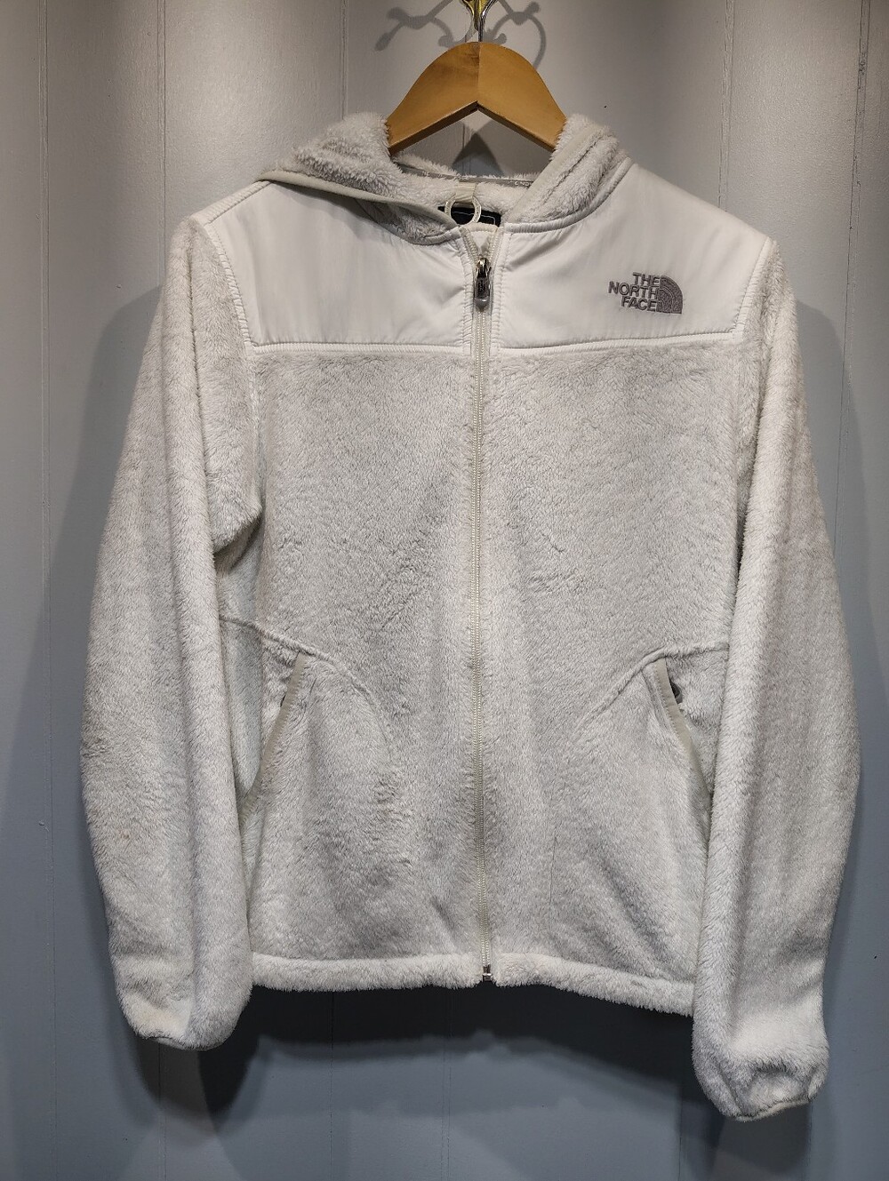 North Face Oso Fleece Hooded Jacket White Size Medium